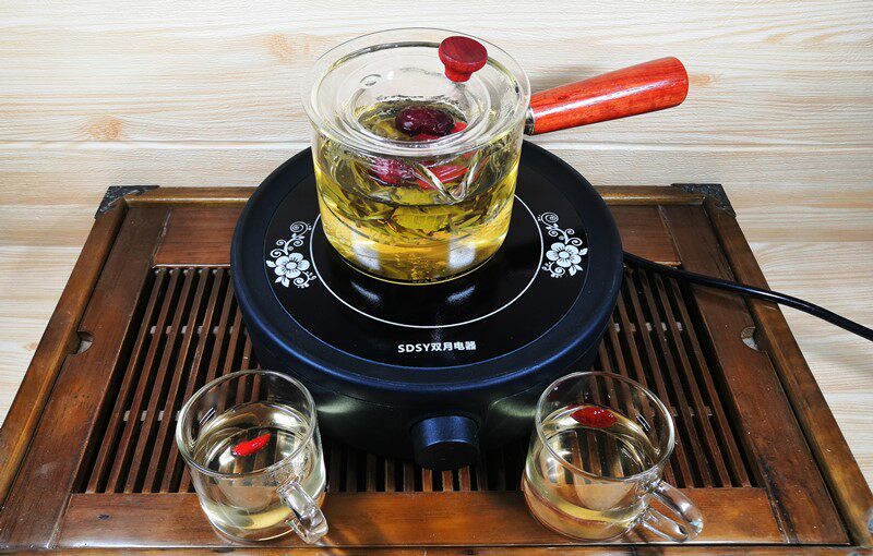 Chinese solid flapping teapot high boron silicon glass liner bucket tea set electric stove tank tea boiling tea pot ware pure color