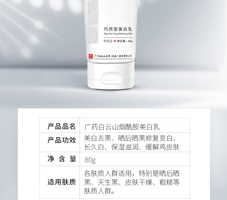 一抹变白 广药白云山 烟酰胺美白身体乳 80ml 图3