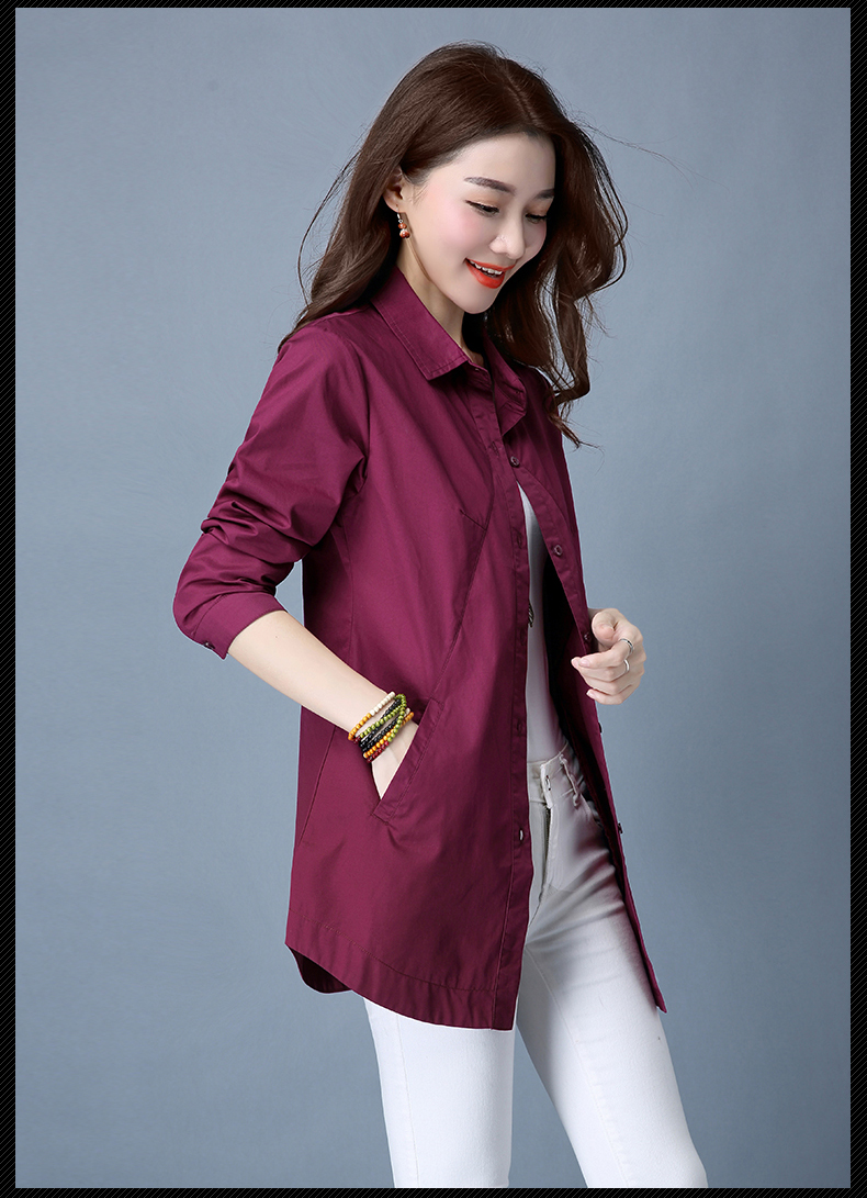 Áo cotton nữ 2018 thu đông mới rộng size áo dài tay dài đoạn giản dị mùa xuân và áo len mùa thu áo vải voan