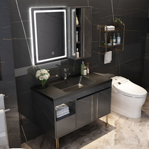 Rock board bathroom cabinet Intelligent toilet wash hands Wash basin cabinet combination Modern simple one-piece basin Floor-to-ceiling