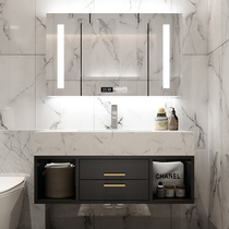 Light luxury bathroom cabinet Marble countertop Bathroom small household hand wash basin cabinet Combination bathroom sink