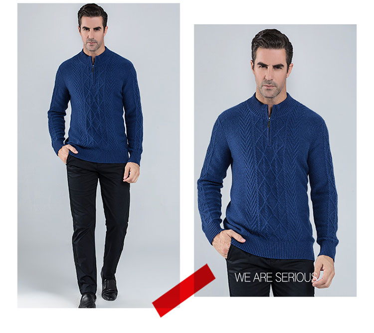 Áo len cashmere nam trung niên Makino Yangge 2018 mới mùa đông dày ấm áp nguyên bản áo len nam cao nửa cổ - Áo len Cashmere áo khoác sơ mi nam