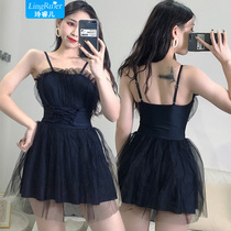 Swimsuit women 2020 new explosive one-piece conservative thin belly cover Korean ins wind fairy fan small chest gathered