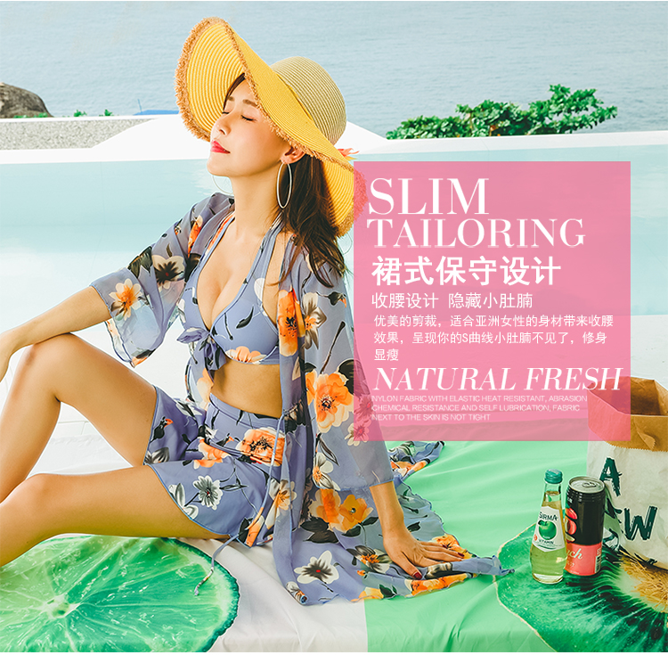 Áo tắm chia đôi nữ hàn quốc bikini ba mảnh nhỏ thơm kiểu váy che bụng nhỏ ngực tụ tập áo tắm mùa xuân nóng - Bộ đồ bơi hai mảnh áo bơi 2 mảnh