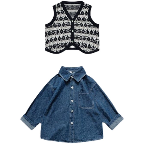 Осенний детский комплект, весенний жилет, рубашка, в западном стиле, популярно в интернете