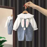 Весенний комплект, весенняя детская рубашка для девочек, демисезонный комбинезон, штаны, популярно в интернете