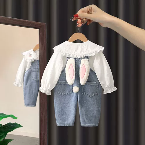 Весенний комплект, весенняя детская рубашка для девочек, демисезонный комбинезон, штаны, популярно в интернете