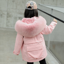 2021 new Haining children sent over to overcome fur and baby otter Rabbit child clothing big fur collar winter jacket big coat