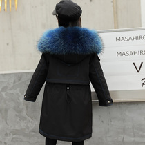 2021 new children to overcome pilgrass male and female baby leather grass jacket otter rabbit inner bile large fur collar child clothing jacket