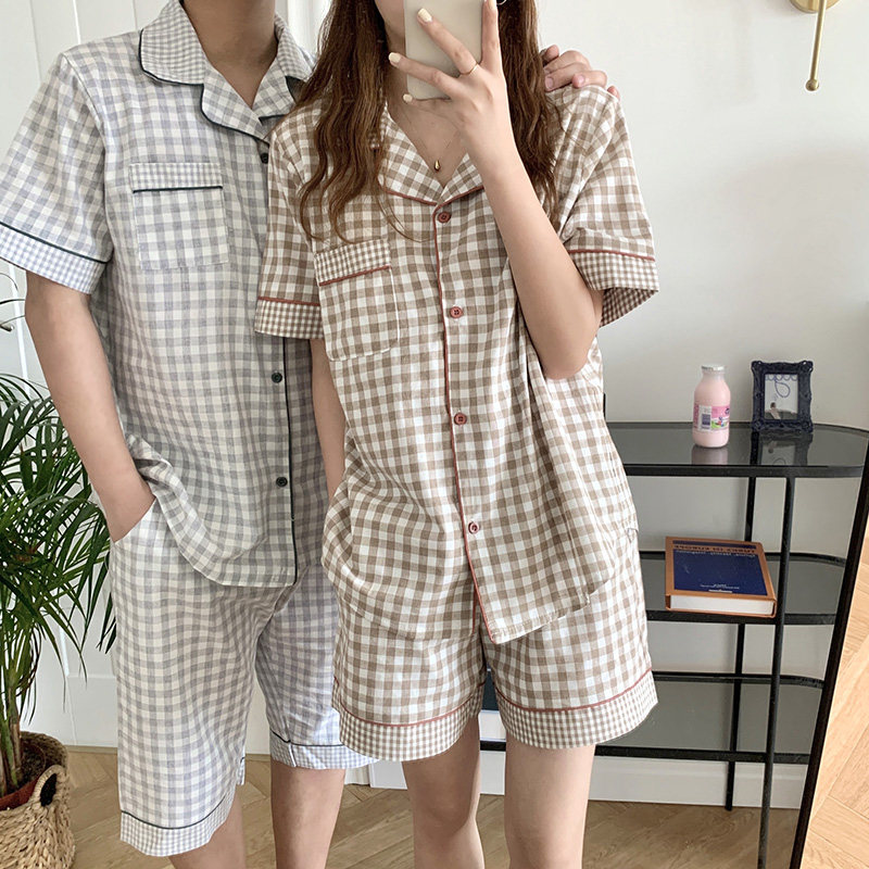 Retro-clad pajamas female summer couple suit Han edition relaxed cotton comfortable breathable home suit