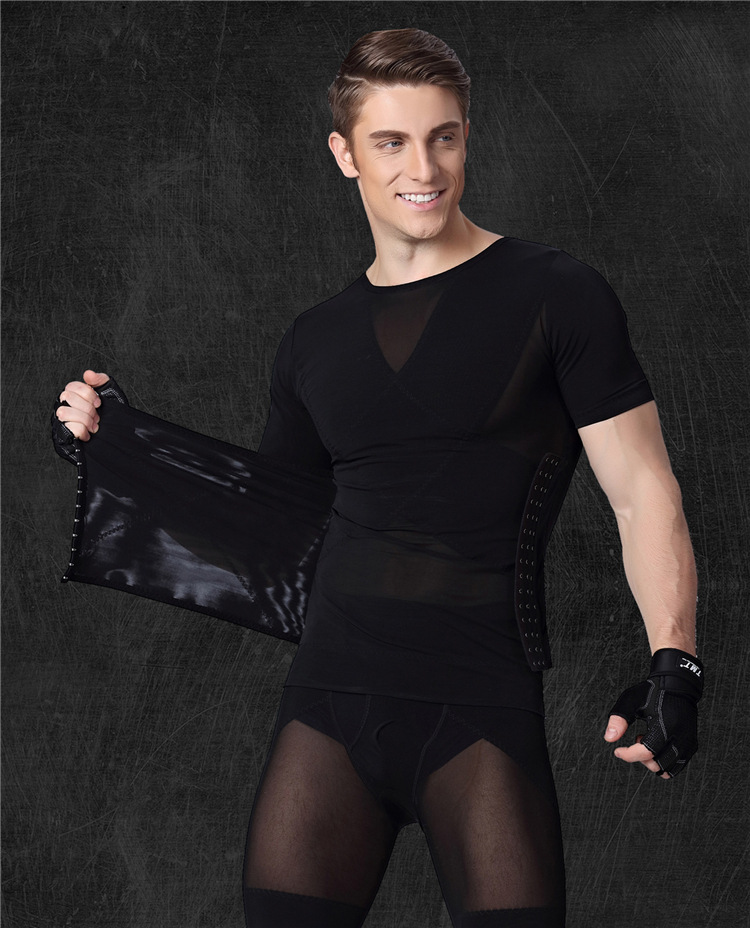 Nam giới corset bụng ngắn tay corset vest vành đai vành đai định hình đồ lót corset bộ trừ bia bụng - Corset hai mảnh set bộ định hình giảm eo