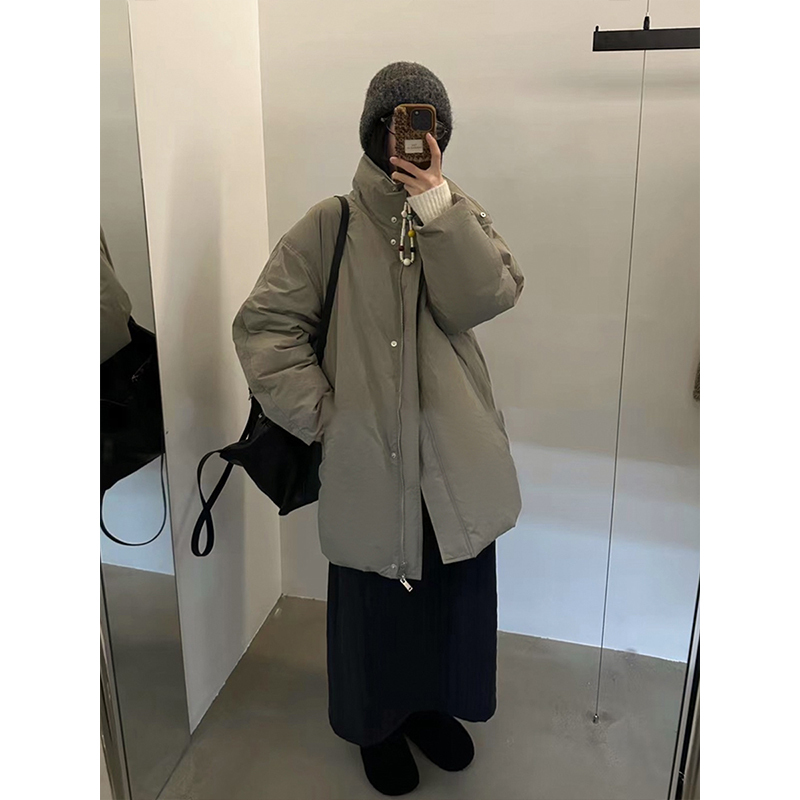 90% White Duck down Mid-Length down Jacket for Women, 2025 Winter New Style, Petite Size, Warm, Casual, Stand Collar Parka Coat