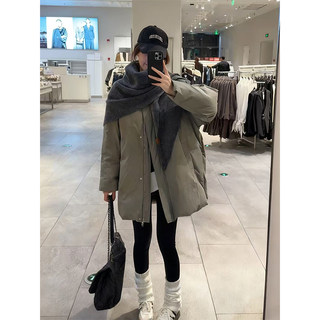 韩系立领羽绒服女2025冬季新款高级感宽松休闲加厚工装派克服外套