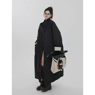 长款工装派克羽绒服女2025冬季新款90白鸭绒立领风衣外套保暖大衣