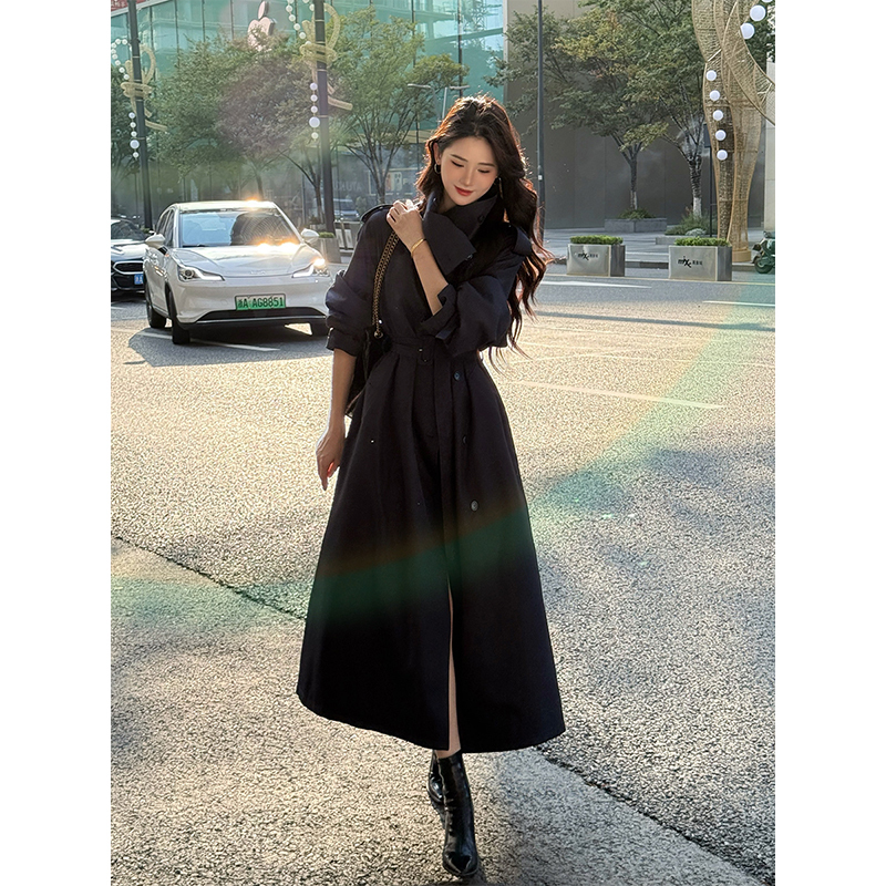 Lightweight Down-Lined Trench Coat for Women, 2025 Winter New Thickened Mid-Length down Jacket with a High-End Feel