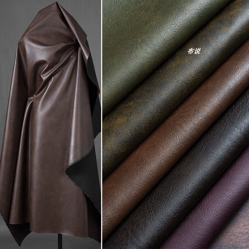 Vintage Distressed Leather Pu Leather Material Leather Jacket Leather Skirt Trench Coat Silky Waterproof Handmade Leather Bag Fabric