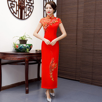 2019 New Red Embroidery Annual Meeting to Retro Improved Roofgown Stage Clothes Large Bangrobe