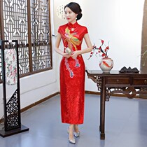 2019 New Bangrobe female long - code stage show long - range show Phoenix embroidered bright piece skirt