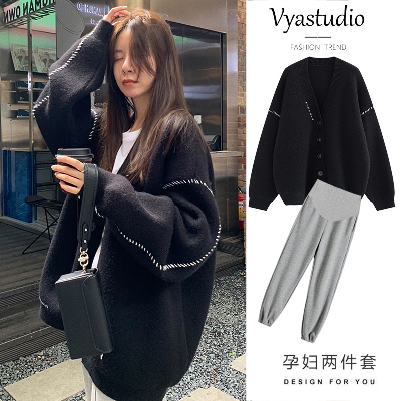 Pregnant Woman Autumn Winter Clothing Suit Fashion style Winter New Knitted Cardiovert Sweater Jacket Woman Spring And Autumn Clothing Winter Style