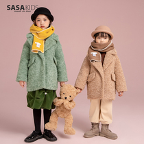 LOVESASAKIDS Cashmere rolls in the long coat of the big girl in the autumn winter suit with thicker suit and cotton jacket