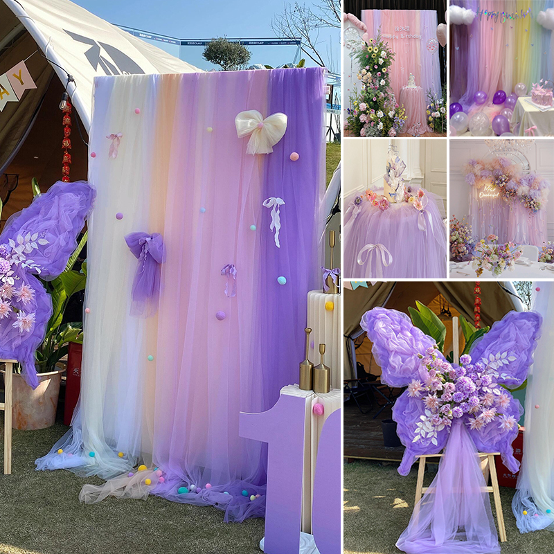 Wedding Light Purple Tulle Outdoor Wedding Waterfall Tulle Shopping Mall Display Indoor Ceiling Stage Background Rainbow Tulle Wedding Light Purple Tulle Outdoor Wedding Waterfall Tulle Shopping Mall Display Indoor Ceiling Stage Background Rainbow Tulle