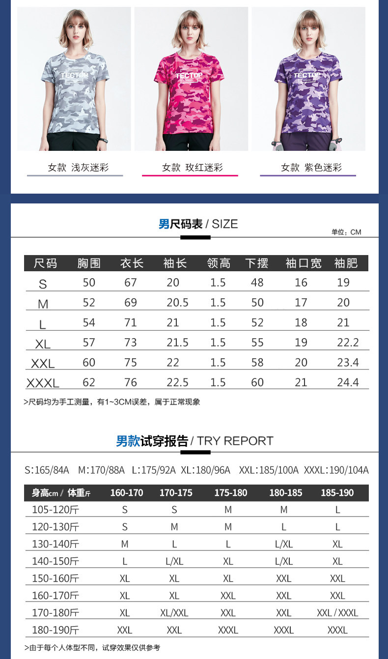 探拓 男女款 户外快干运动T恤 图6