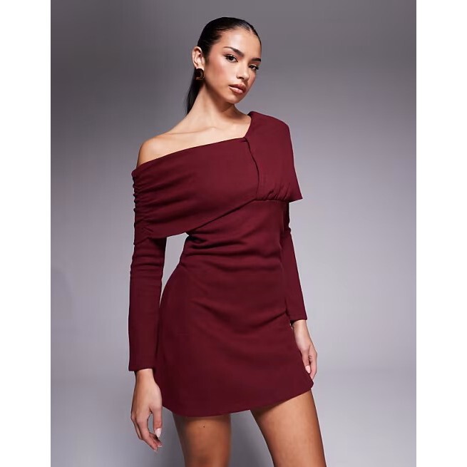Small Quantity~ Uk Order Asos* Light and Mature Elegant Style Off-Shoulder Knitted Dress for Women, Sexy and Stylish Long Dress for Export