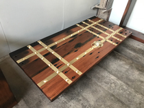 Old boat wooden gate antique wooden door in and out of the courtyard door with copper log solid wood door