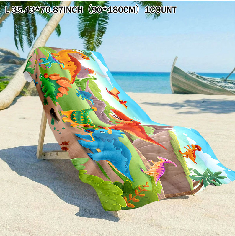 Dinosaur-Themed Microfiber Quick-Drying Beach Towel, Multifunctional Bath Towel for Beach Swimming, Outdoor Sports and Fitness Dinosaur-Themed Microfiber Quick-Drying Beach Towel, Multifunctional Bath Towel for Beach Swimming, Outdoor Sports and Fitness