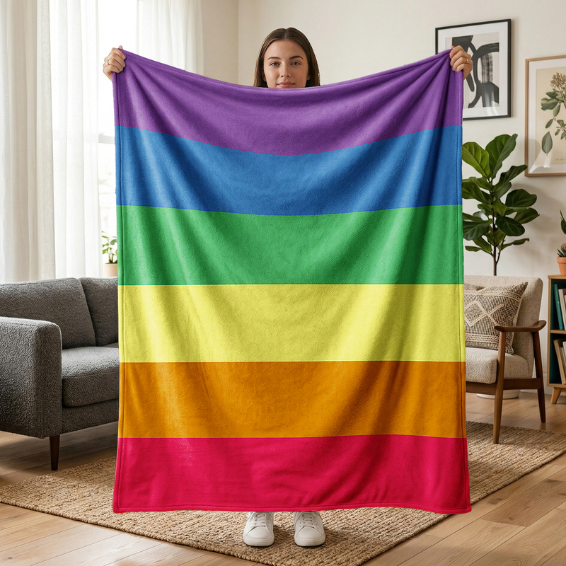 Cross-Border Popular Multi-Colored Striped Theme Flannel Printed Blanket for Sofa, Office, Bed, Multi-Functional Blanket Cross-Border Popular Multi-Colored Striped Theme Flannel Printed Blanket for Sofa, Office, Bed, Multi-Functional Blanket