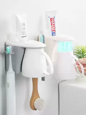 Toothbrush holder hanging for two people simple magnet wall hanging single toothpaste storage suction wall simple wall hanging double cute