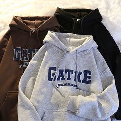 Heavyweight Pure Cotton Hooded Sweatshirt for Men, Autumn and Winter, Fleece-Lined and Thickened, 2024 New Style, Loose Oversize Jacket, Trendy Top