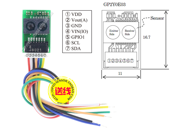 I2C GP2Y0E03 4-50CM Distance Sensor Module Infrared Ranging Sensor Module