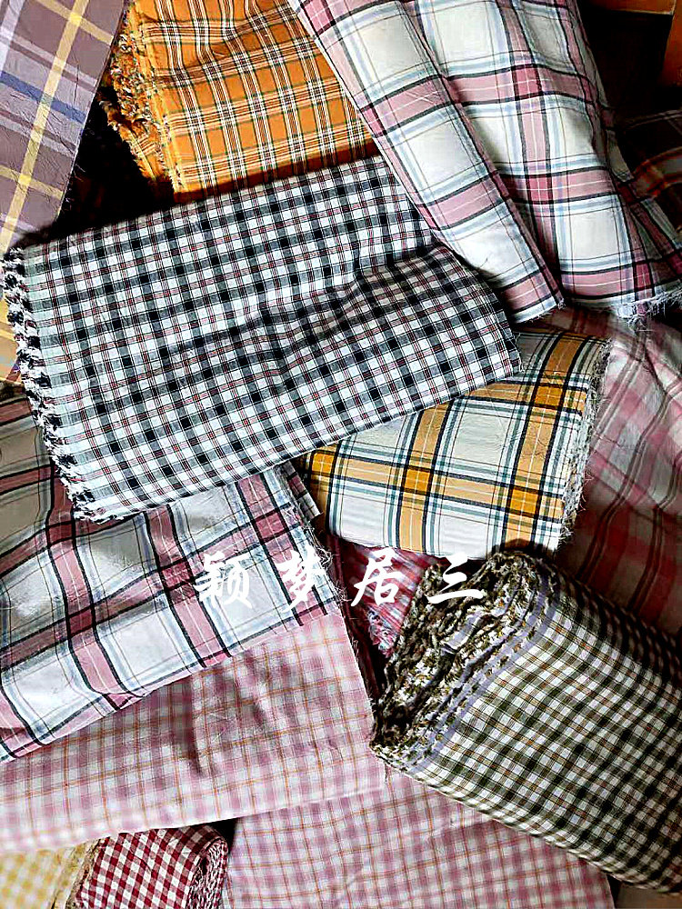 Pure cotton woven wash grid long cutter cloth 3 double yarn printing hand splicing sheets are called by kg