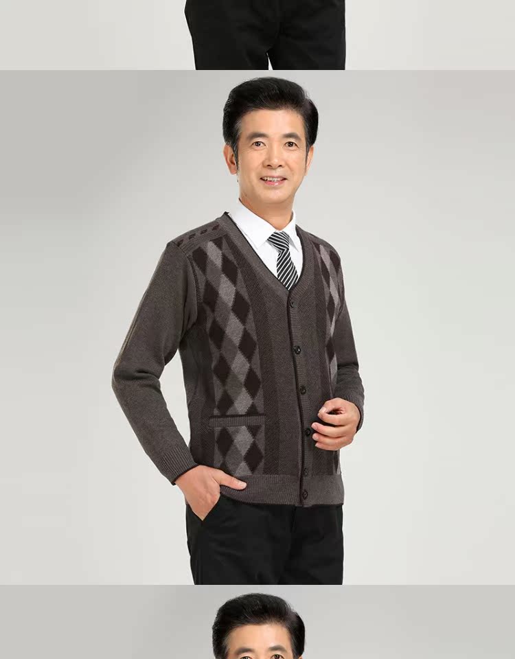Áo len mùa thu và trung niên cộng với áo len nhung dày cỡ lớn áo len cha ông áo len nam - Áo len áo khoác nam cao cấp