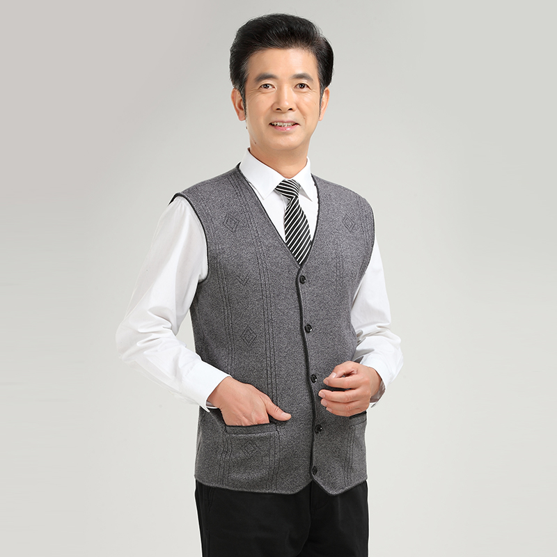 Mới trung niên áo len đan trung niên cha mặc cardigan cao cấp của nam giới áo len vest vest cũ áo khoác