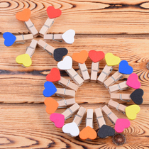 Love clip decoration small wood clip Post-It clip diy photo wall clip 50 send hemp rope no creases