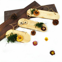 Kindergarten pastoral country retro DIY creative art wall ornaments classroom door number with bark round wooden sign