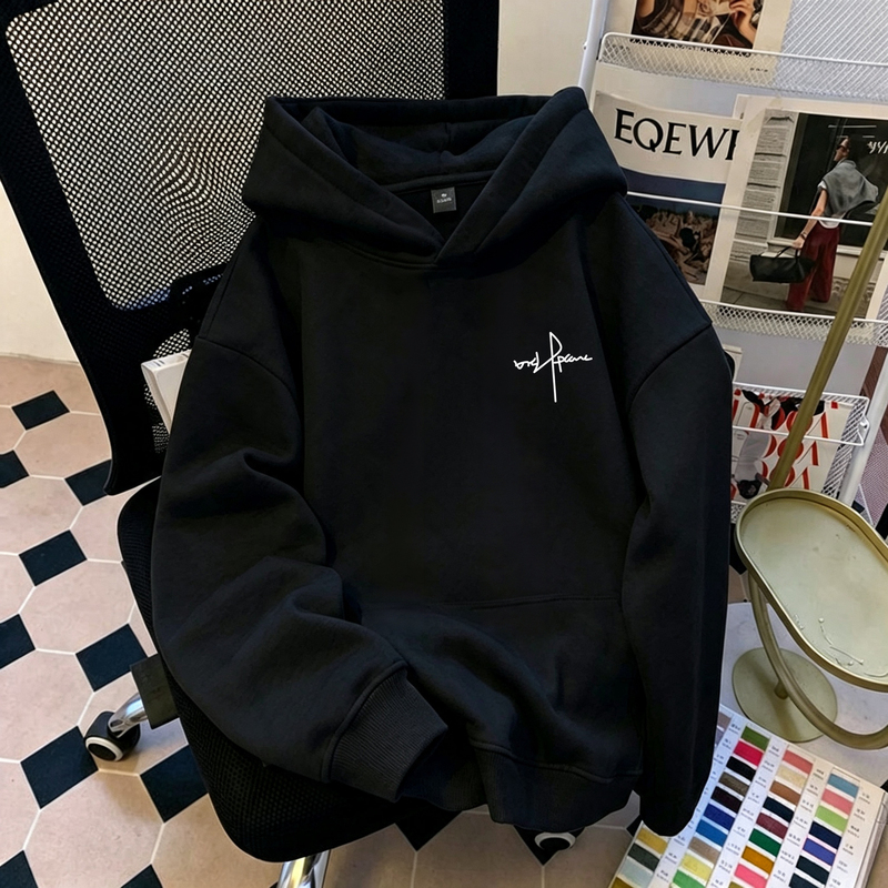 American Retro Trendy Brand, Cool and Heavy-Duty Loose-Fitting Versatile Hoodie, Fleece-Lined Sweatshirt for Men, Autumn and Winter Casual Trendy Jacket