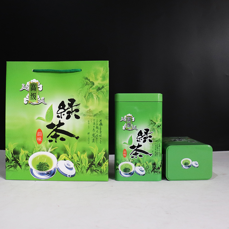 2021 new universal dragon well hairy tip alpine fried tea ancient tree red green tea rectangular tea packaging iron case empty jar