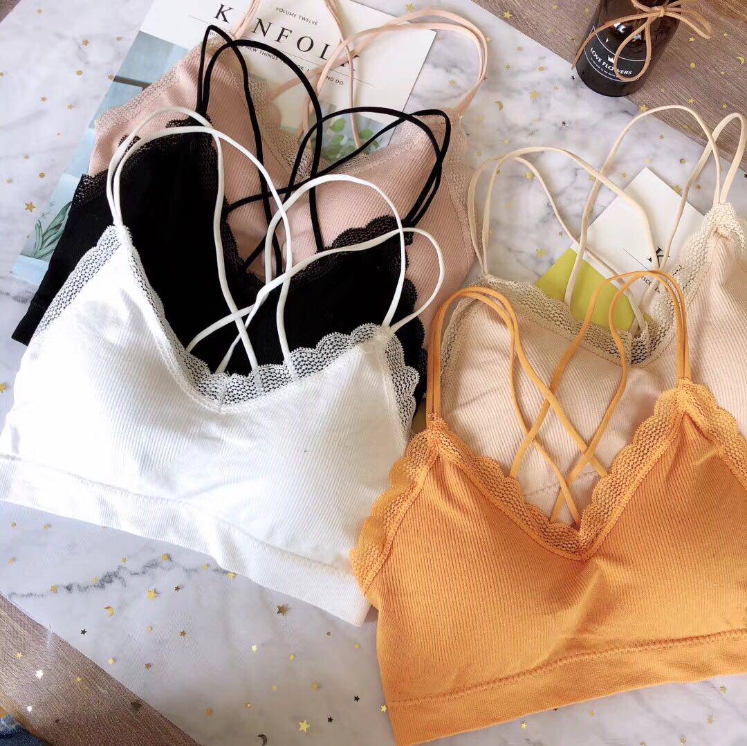 Beauty Back Lace Side Slim Underwear Vest Style Bra Hood Thread Cotton Wrapped Chest Sexy Smeared Breast back bra Summer