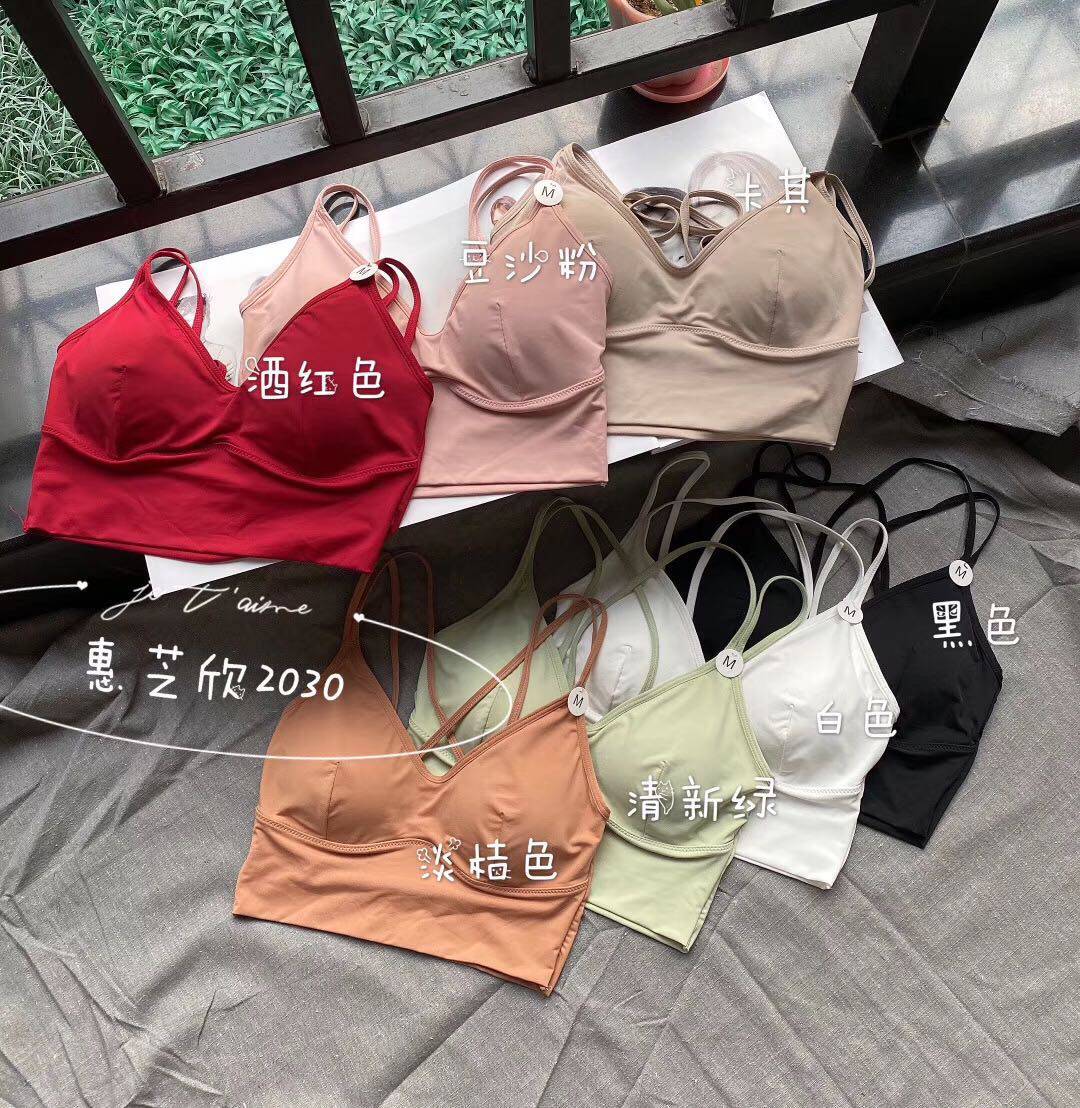 Cross Double Shoulder Strap Short HARNESS ICE SILK LINGERIE WOMAN BEAUTY BACK NO STEEL RING POLY BRA COMFORT Comfortable Breathable Wrap Breast