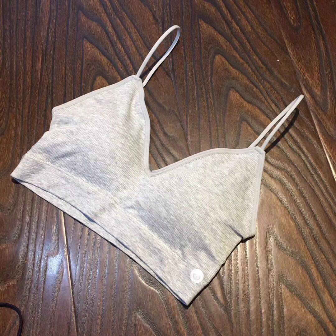 Beauty Back Underwear Women's Vertical Striped Cotton No Marks fine shoulder strap Meal back lingerie Breasted Little Vest Wrapped in chest Summer thin