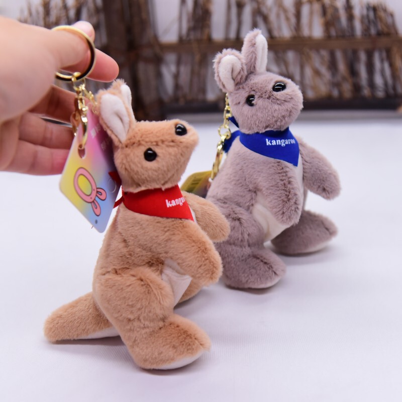 Cute Kangaroo Plush Pendant Australian Kangaroo Keychain Couple Backpack Decoration Mouse Plush Toy for Women