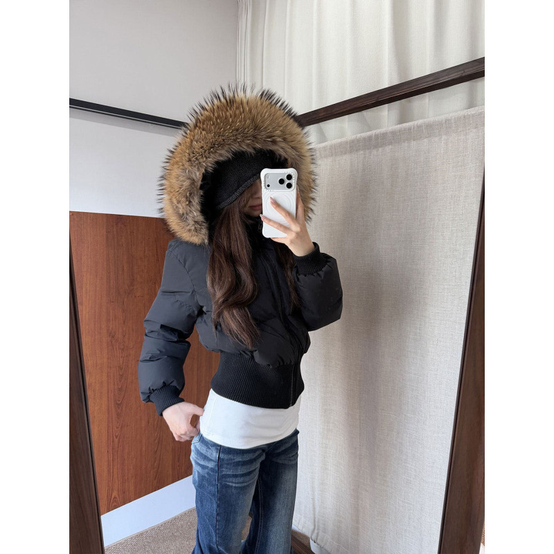 Pd's Greatest Work, Vintage-Style Black Short Waist-Cinching Jacket, South District Fiona down Jacket 0231