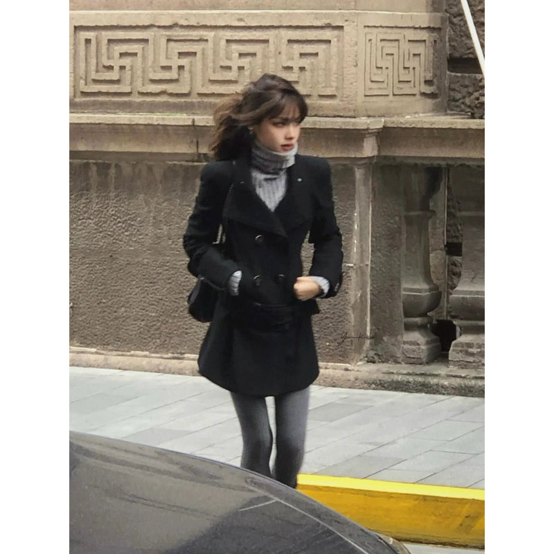 Pd's Greatest Work, Ranran's Same Style Coat, High-Fashion French Cinched Waist Hepburn-Style Wool Coat 0242