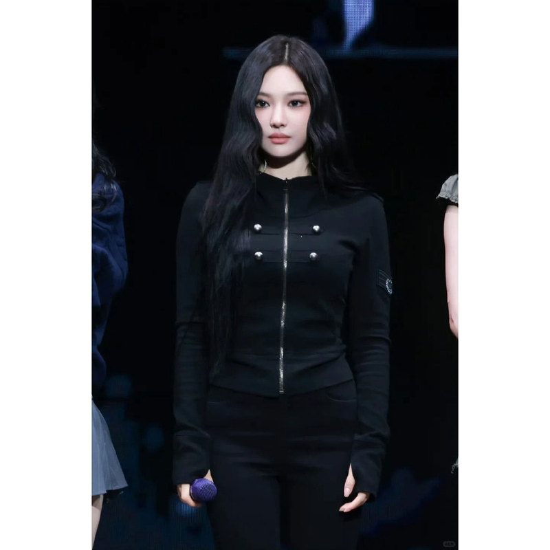 Pd's Greatest Work, Ning Yizhuo's Same Style Slim-Fit Sweatshirt, Angora Napoleon Hooded Cardigan Jacket 0332