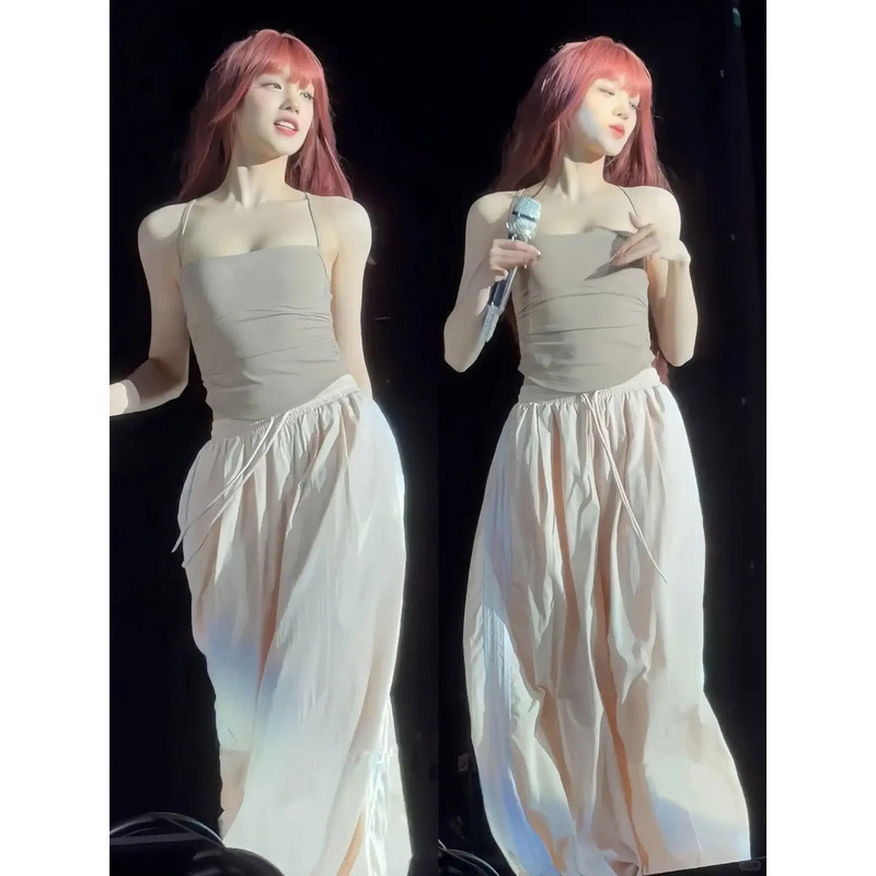 Pd's Greatest Work Song Yuqi Concert Same Style Pink Summer Lightweight Striped Balloon Casual Pants 0092 Pd's Greatest Work Song Yuqi Concert Same Style Pink Summer Lightweight Striped Balloon Casual Pants 0092