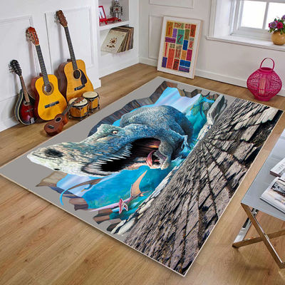 Cross-border 3D anime dinosaur cartoon crystal velvet carpet, living room, bedroom, bedside, foyer, fun floor MATS, washable