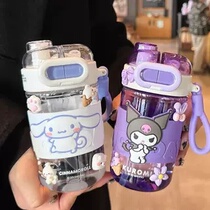 Summer Sanrio childrens water cup plastic cup portable high temperature resistant double drinking straw cup large capacity exquisite tumbler